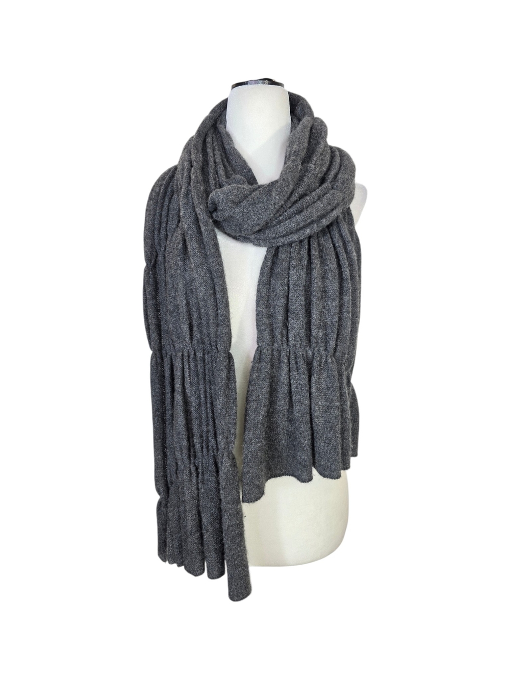 Repeat Cashmere  Ruched Gray Knit Scarf - Women Accessories